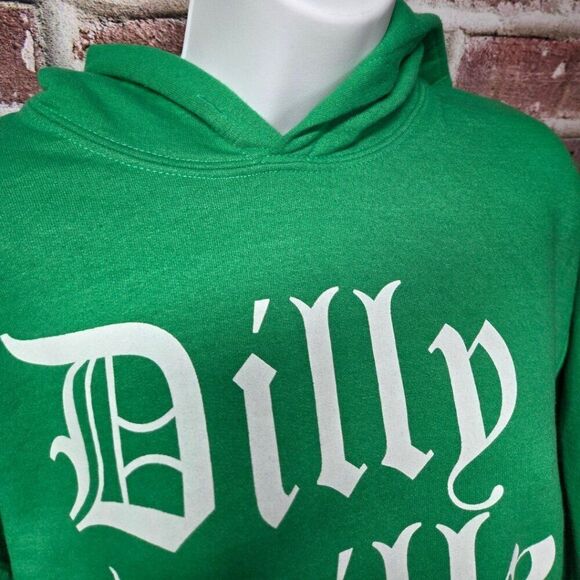 DILLY DILLY St. Patrick’s Day Hoodie Medium Green Irish Pride Gildan Heavy Blend - Picture 5 of 7